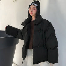 Load image into Gallery viewer, Korean Style 2019 Winter Jacket Women Stand Collar Solid Black White Female Down Coat Loose Oversized Womens Short Parka