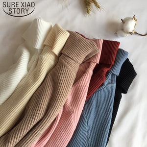 2019 Slim Long Sleeve Turtleneck Autumn Winter Sweater Women Knitted Ribbed Pullover Sweater Jumper Soft Warm Pull Femme 6897 50