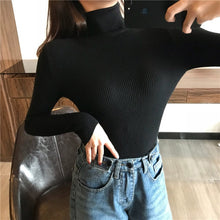 Load image into Gallery viewer, 2019 Slim Long Sleeve Turtleneck Autumn Winter Sweater Women Knitted Ribbed Pullover Sweater Jumper Soft Warm Pull Femme 6897 50