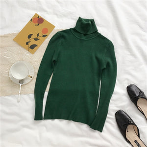 2019 Slim Long Sleeve Turtleneck Autumn Winter Sweater Women Knitted Ribbed Pullover Sweater Jumper Soft Warm Pull Femme 6897 50