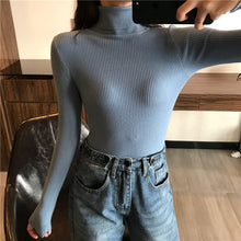 Load image into Gallery viewer, 2019 Slim Long Sleeve Turtleneck Autumn Winter Sweater Women Knitted Ribbed Pullover Sweater Jumper Soft Warm Pull Femme 6897 50