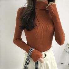 Load image into Gallery viewer, 2019 Slim Long Sleeve Turtleneck Autumn Winter Sweater Women Knitted Ribbed Pullover Sweater Jumper Soft Warm Pull Femme 6897 50