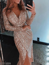 Load image into Gallery viewer, 2019 Sequin Party Dress Glitter Dress Women Sexy V neck Bodycon Slim Glitter Dress Vestidos Elegant Ladies Party Dress