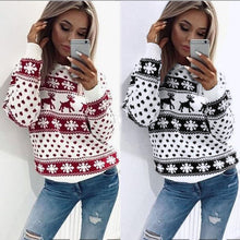 Load image into Gallery viewer, Winter O-Neck Sweater Women 2019 New Christmas Xmas Knitted Pullover Sweater Female Floral Dot Print Long Sleeve Jumper Sweater