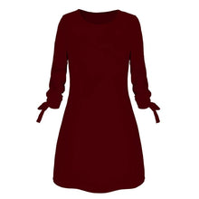 Load image into Gallery viewer, Dress Women платье Fashion Casual O-neck Solid Three Quarter Bow Elegant Straigth Dress Spring Loose Mini Dresses Free Ship Z4