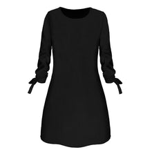 Load image into Gallery viewer, Dress Women платье Fashion Casual O-neck Solid Three Quarter Bow Elegant Straigth Dress Spring Loose Mini Dresses Free Ship Z4