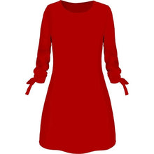 Load image into Gallery viewer, Dress Women платье Fashion Casual O-neck Solid Three Quarter Bow Elegant Straigth Dress Spring Loose Mini Dresses Free Ship Z4