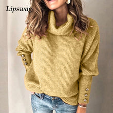 Load image into Gallery viewer, Turtleneck Knitted Sweaters Women Winter Autumn Long Sleeve Rivet Pullover Sweater Casual Loose Pullover Sweaters Tops S-5XL