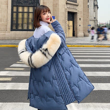 Load image into Gallery viewer, Winter Long Down Coat Women 2019 Thick Hooded Zipper Coat Plus Size Bread clothing Outwear White Duck Down Warm Parkas Jacket