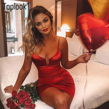 Load image into Gallery viewer, Toplook Bustier  Dresses Sexy Women Deep V Neck Satin Booty Dress Fitness high waist Party Night Club Mini Outfits 2019 Vestidos