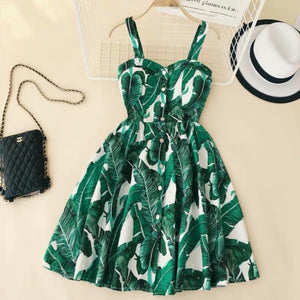 Marwin 2019 New-Coming Summer Women Spaghetti Strap Print Floral Sleeveless Empire Beach Dresses High Street Style